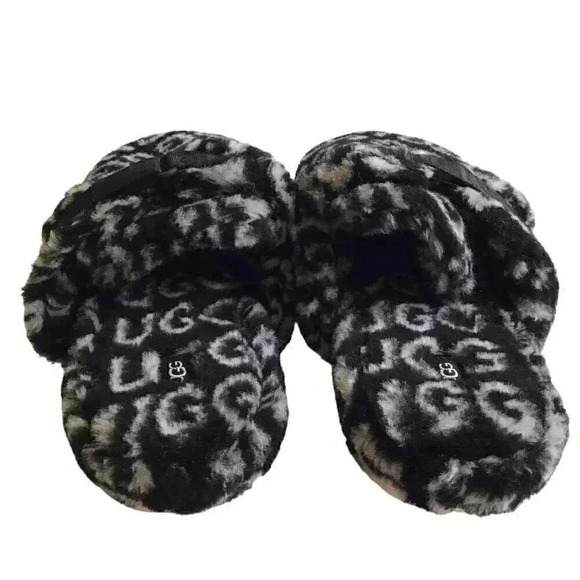 UGG 1118150 Men 12 Soft Fluff It Pop Slides Slip On Casual Slippers Black NEW main image 7